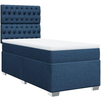 vidaXL Cama Box Spring Con Colch&oacute;n Tela Azul 90x200 Cm Vidaxl