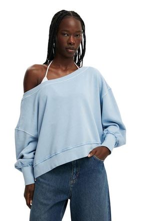 Cotton On Womens Off Shoulder Sweatshirt in Washed Duck Egg Blue at Nordstrom, Size X-Small