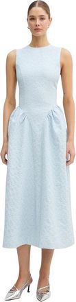 Rotate Jacquard Midi Jurk - Dames - Casual kleedjes - Blauw - XS - Polyester - Kleedjes
