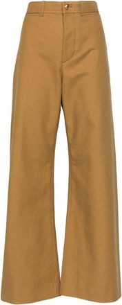 Chloé wide-leg trousers - women - Viscose/Cotton/Cotton/Buffalo Horn - 36 - Brown