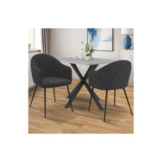 IDMarket Idmarket - Lote de 2 sillas y sillones de mesa moly de terciopelo gofrado gris oscuro