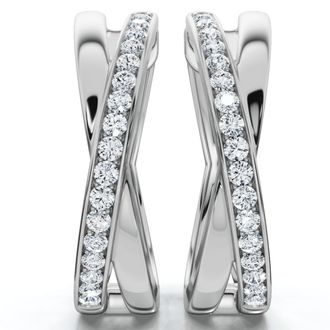 Pompeii3 1/2Ct Diamond Hoops 1 Tall 10k Gold Lab Grown EF/VS