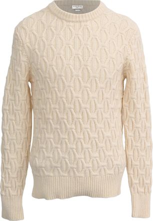 Sandro Sandro Cable-Knit Crewneck Sweater in Cream Wool