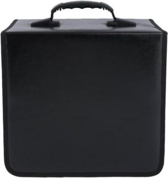 OEM Estuche Negro Para Cd Con Asa - Capacidad Para 360 Discos, Estuche Port&aacute;til De Pu Y Tela Duradero Para El Hogar Y La Oficina