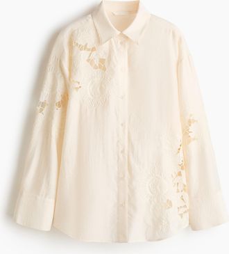 H&M Bluse mit Broderie Anglaise - White