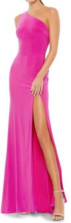 Mac Duggal Jersey One Shoulder Draped Back Gown in Candy Pink at Nordstrom, Size 2
