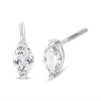 House of Brilliance 14K White Gold 1/2 Cttw Marquise Solitaire Lab Grown Diamond Stud Earrings at Nordstrom