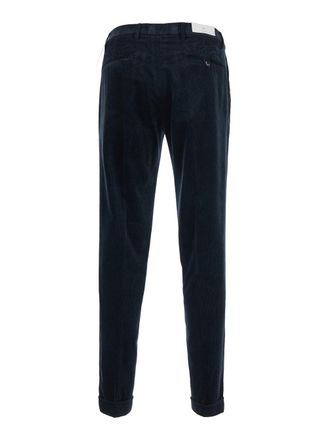 Michael Coal Pleated Cotton Trousers - Blue