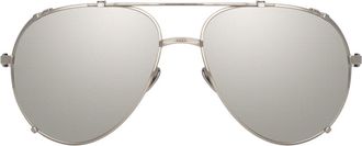 Linda Farrow NEWMAN LFL1039 C5 Mens Sunglasses Silver Size 58