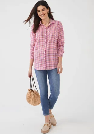 FDJ Cameron Classic Long Sleeve Shirt In Punch Pink