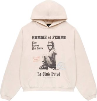 Homme + Femme Mens Snow Bunny Hoodie In Cream