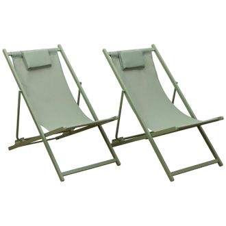 Happy Garden Pack De 2 Hamacas Reclinables Y Plegables Cyprus Textileno Verde Y Estructura Aluminio Verde