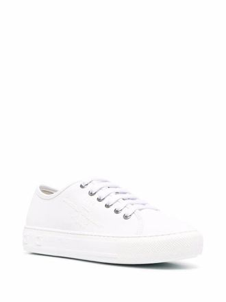 Ferragamo Embossed-Logo Low-Top Sneaker - White