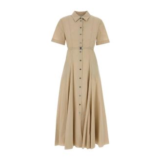 Tory Burch Tory Burch, Shirt Dresses, female, Beige, Size: 2XS Cotton Shirtdress