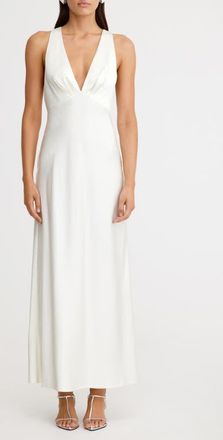 Significant Other Lucile Sleeveless Satin Maxi Dress in Bone at Nordstrom, Size 10 Us