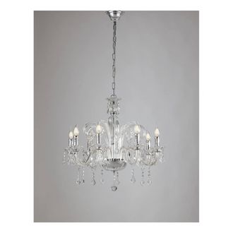 Netlighting 8 Light Chandeliers Chrome Crystal 14 70x65cm in Silver | Size: 70x65 cm