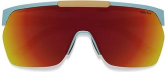 Smith XC 138mm ChromaPop Polarized Oversize Shield Sunglasses in Matte Storm Birch /Red at Nordstrom