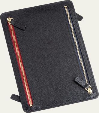 Royce Leather Monogrammed Leather RFID Blocking Foup Zip Travel Organizer