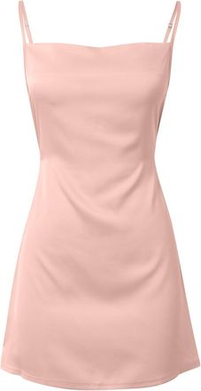 Generic Womens Satin Sleeveless Spaghetti Strap Mini Dress Sexy Slip Cowl Neck Cocktail Party Dresses Chic Dresses, pink, XS