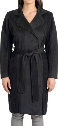 Love Token Callie Long Sleeve Sweater Coat In Black