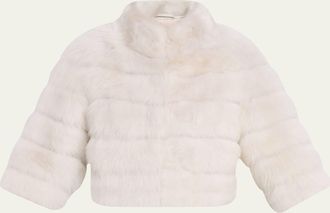 Gorski Lamb Shearling 3/4-Sleeve Crop Coat