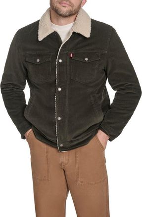 Levi's Corduroy & Faux Shearling Depot Jacket in Dark Olive at Nordstrom, Size Xx-Large