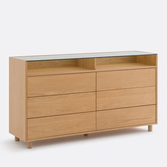 La Redoute Interieurs Ladekast van eikenfineer en gehard glas, 6 lades, WALOR