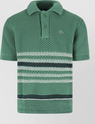 Lacoste textured knit striped polo collar shirt