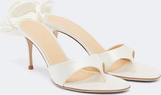 Magda Butrym Floral-appliqu&eacute; satin thong sandals