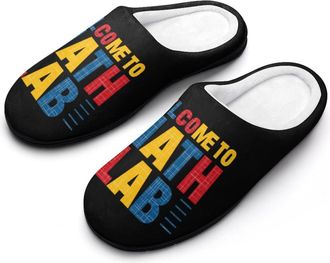 Generic Welcome To Math Lab Mens Slippers House Slipper Anti-skid Sole Indoor Shoes Outdoor Comfort Cotton