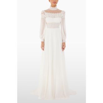 Jenny Packham Arden Ruffled Maxi Dress in Ivory at Nordstrom, Size 14 Uk