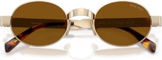 Miu Miu Gold B51S Oval Sunglasses