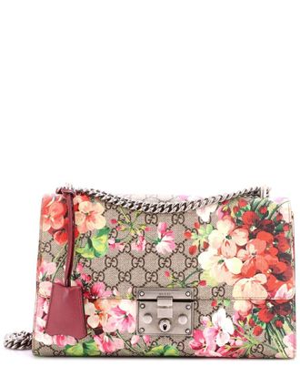 Gucci Brown Blooms Print Gg Coated Canvas Padlock Shoulder Bag Medium (Authentic Pre-Loved)
