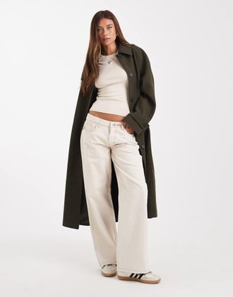 Asos Cappotto taglio lungo color oliva-Verde