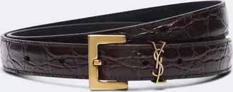 Saint Laurent Cassandre croc-effect leather belt