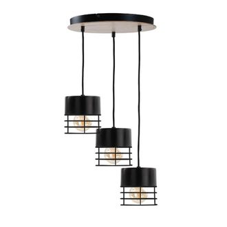 Netlighting Casa Cluster Pendant Ceiling Light Black Wood 32cm 3x E27