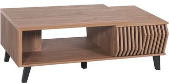 Hhg Mesa De Centro Hhg 619, Mesa De Sal&oacute;n Mesa Auxiliar Mesa De Sof&aacute;, Dise&ntilde;o 3d Cajones 44x120x65cm, Marr&oacute;n
