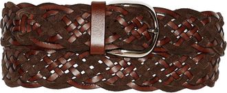 Brunello Cucinelli Braided Leather Belt in Dark Brown at Nordstrom, Size 110 Eu