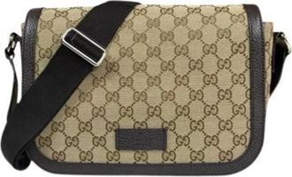 Gucci Pre-owned Cross Body Bags, female, Beige, Size: ONE SIZE Pre-owned Vintage GG Canvas Messenger Bag