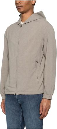 Emporio Armani Hooded Zip-Up Jacket - Heren - Zomerjassen - Beige - 2XL - Jassen