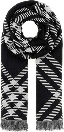 Burberry Geborduurde Sjaal van Wolmix - unisex - Wintersjaals - Zwart - ONE Size - Wol - Accessoires