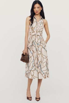 Maeve Satin Tie Twist Midi Dress