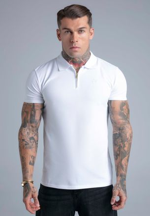 Siksilk Mens White Zip Polo T-Shirt XXL