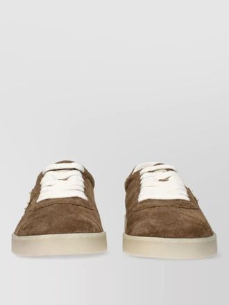 Prada suede leather lace-up sneakers
