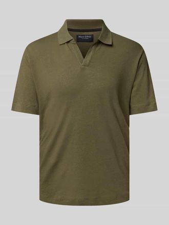 Marc O'Polo Regular Fit Poloshirt aus Baumwoll-Leinen-Mix in Oliv, Gr&ouml;&szlig;e XL
