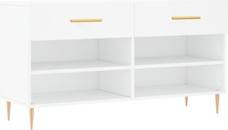 vidaXL Vidaxl - Banco Zapatero Madera De Ingenier&iacute;a Blanco 102x35x55 Cm