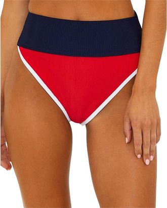 Beach Riot Emmy Bikini Bottom Womens Fuchsia Red Ribbed Swimwear SGN1686