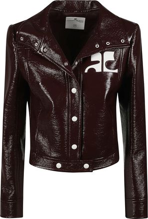 Courr&egrave;ges Reedition Vinyl Burgundy Cropped Jacket