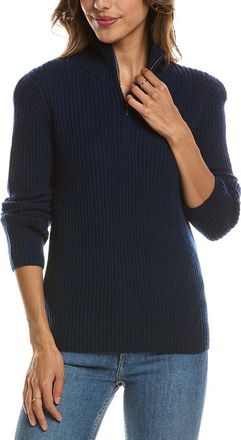 Fort&eacute; Cashmere Zip Mock Neck 100% Cashmere Sweater