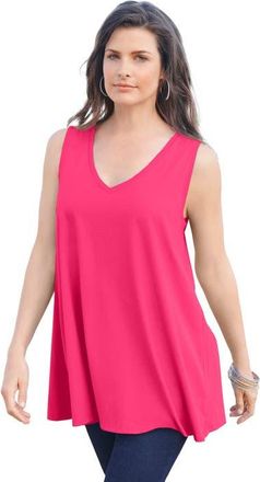 Roaman's Plus Size Cotton Ultimate Swing Tank Top in Pink Burst at Nordstrom, Size 16